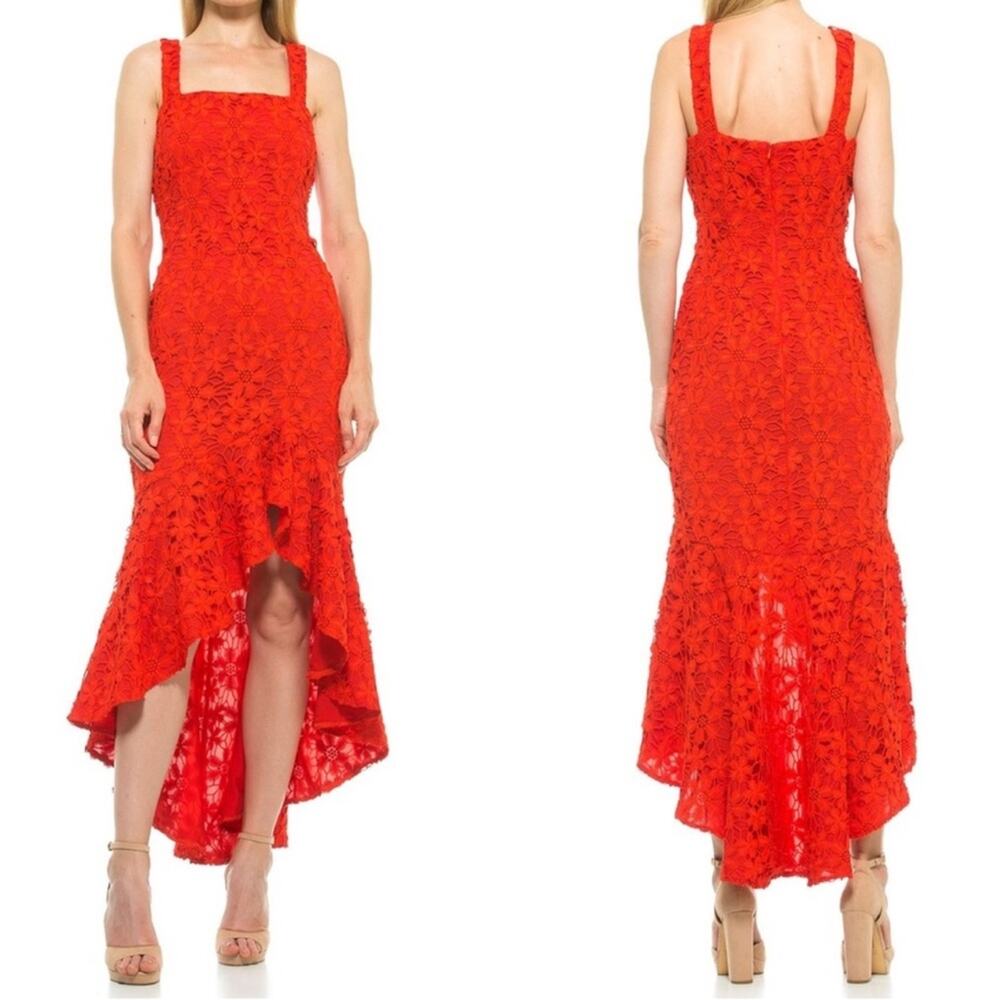 NWT Alexia Admor Sylvana Crochet Red High-Low Lace Dress Size 6